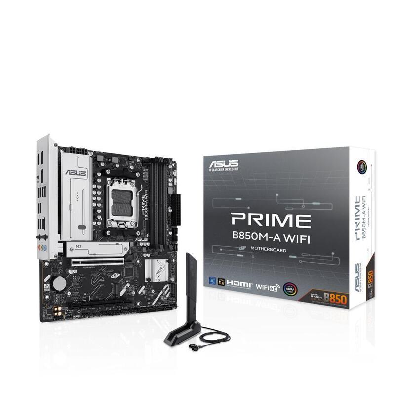 Placa Base Mainboard Asus Amd B850 Sam5 Micro-Atx Memory Ddr5 Memory Slots 4 1xpci-Express 4.0 16x 1xpci-Express 5.0 16x 3xm.2 1xhdmi 2xdisplayport 4xusb 2.0 4xusb 3.2 1xrj45 3xaudio Port Primeb850m-Awifi