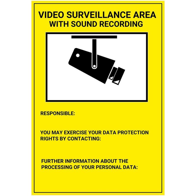 Placa / Cartel De Zona Videovigilada Con Grabación De Sonido Inglés Pvc Para Interior/Exterior. Homologado Según Normativa Vigente