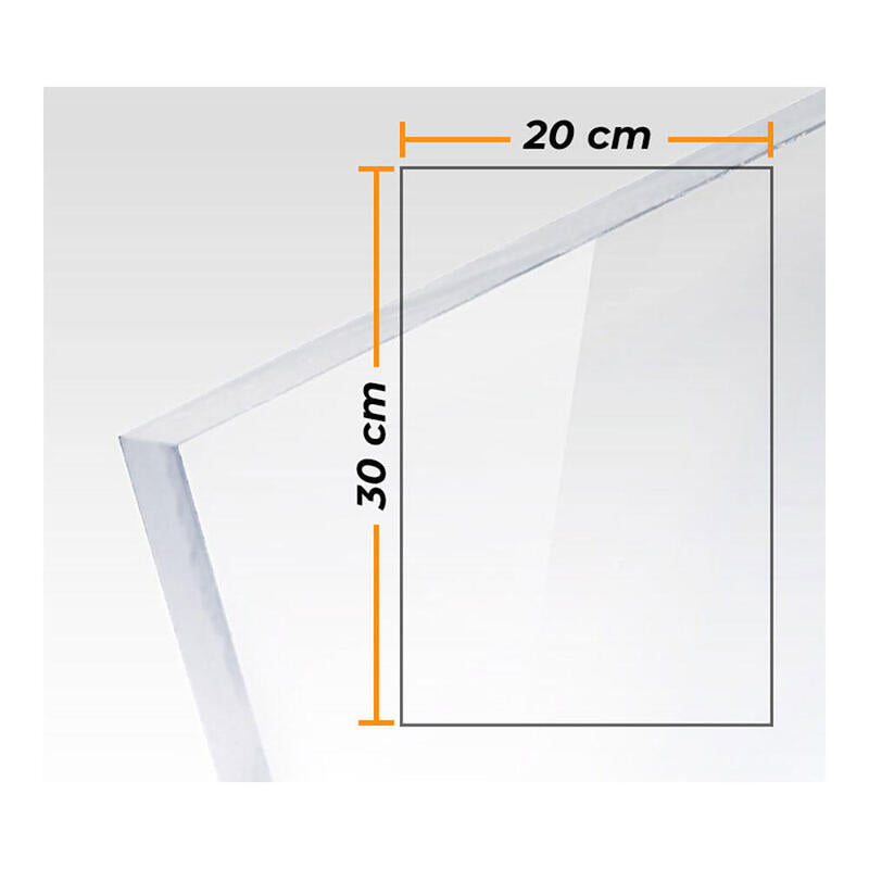 Placa Metacrilato Transparente Colada 3mm - 20x30cm.