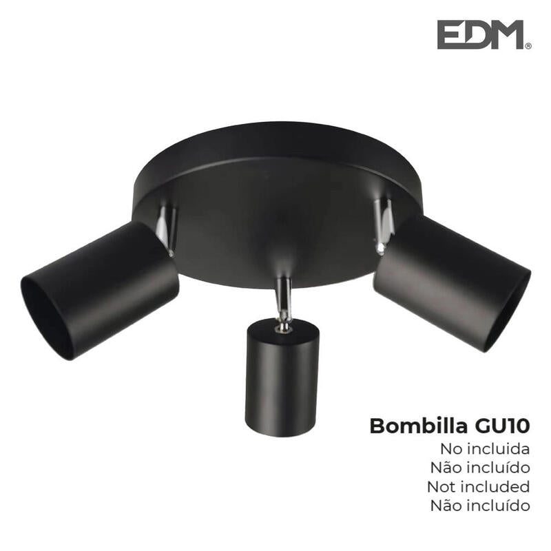 Plafón Negro 3 Elementos Gu10 Edm