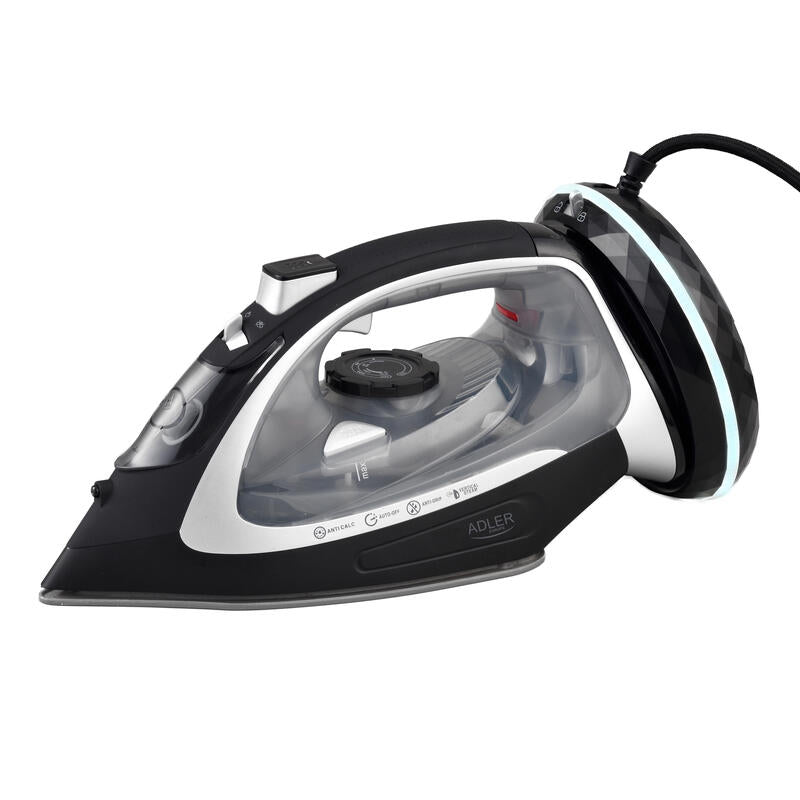 Plancha De Vapor Adler Ad 5043, Funcionamiento Con Cable E Inalámbrico, Negro Plata