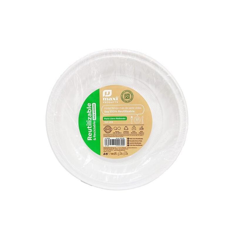 Plato Llano Redondo 17cm Reutilizable Blanco -100u-
