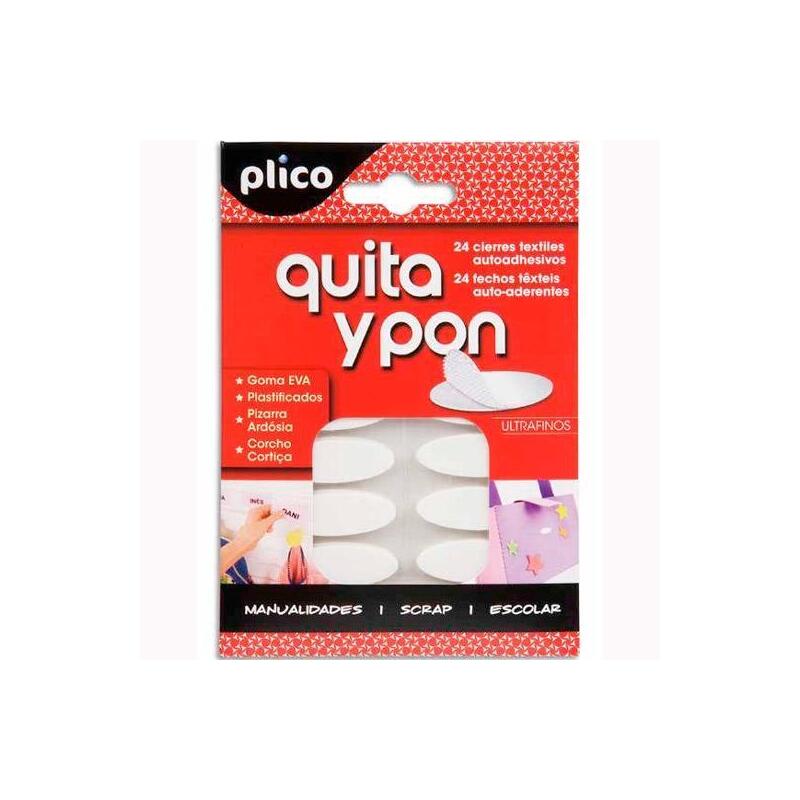 Plico Quita Y Pon Piezas De Velcro Ovalado Autoadhesivo -Blister De 24u-