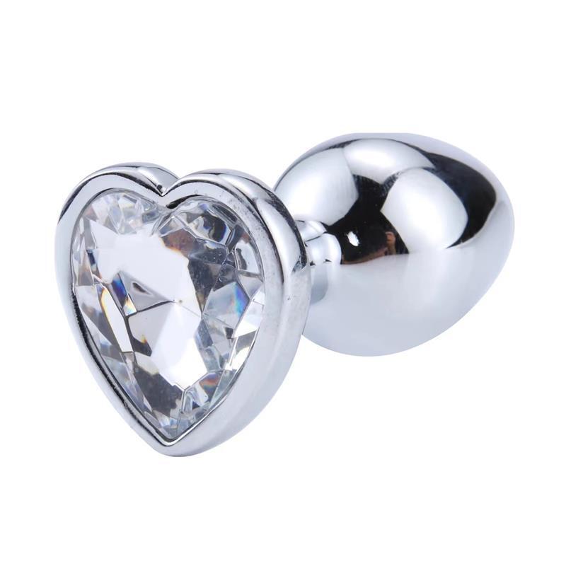 Plug Anal Con Joya De Corazón Blanco Talla L