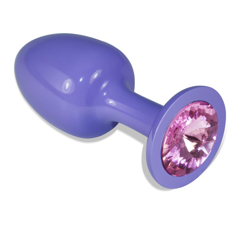 Plug Anal De Metal Púrpura Rosebud Con Joya Rosa