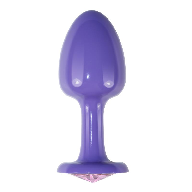 Plug Anal De Metal Púrpura Rosebud Con Joya Rosa