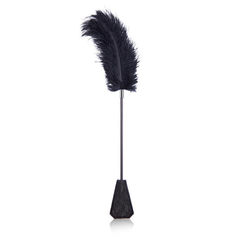 Plumas Y Pala Con Encaje 2 En 1 56 Cm Negro