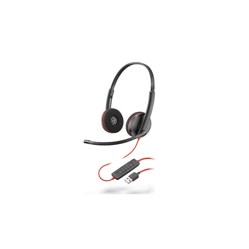 Poly Auriculares Blackwire C3220 Diadema Biaural Estéreo Micrófono Control De Volumen Cable Usb A Negro