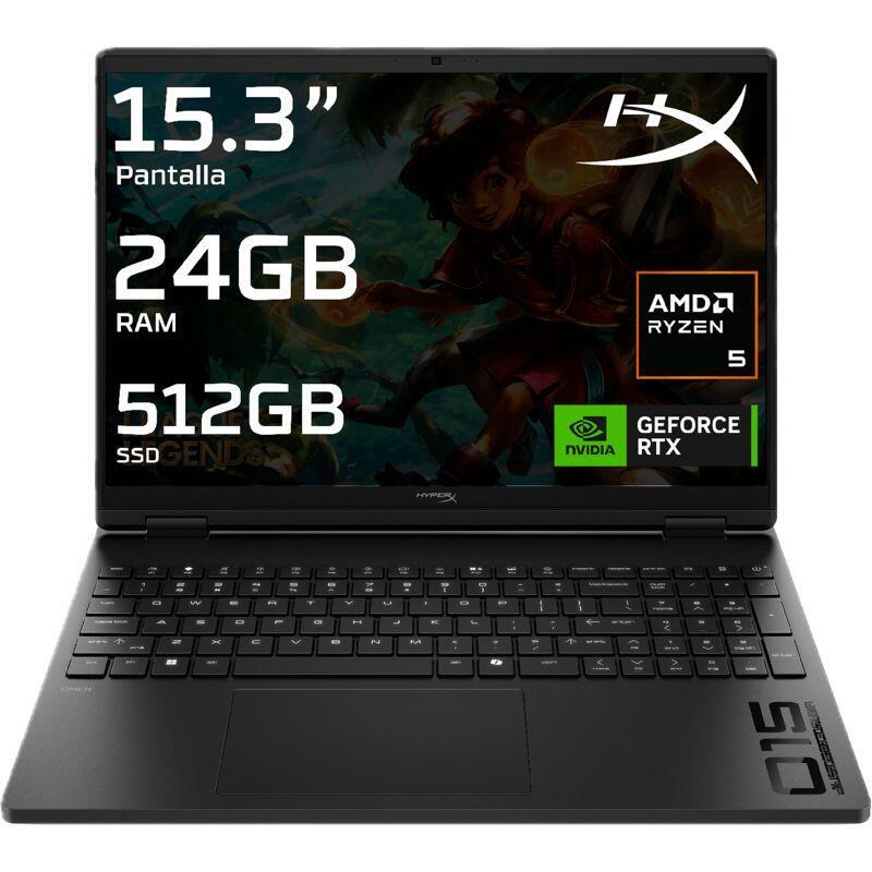 Portátil Gaming Hp Hyperx Omen 15 Gb0010ns 15.3" 2k Amd Ryzen 5 240 24 Gb Ram 512 Gb Ssd Geforce Rtx 5050 Windows 11 Home