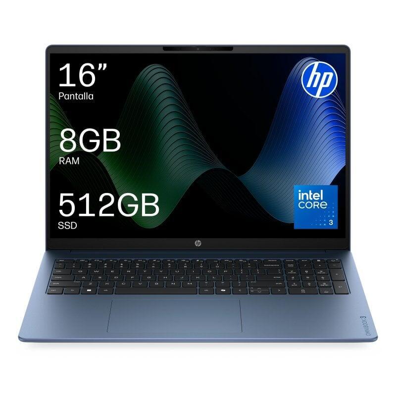Portátil Hp Omnibook 3 16-Bu0036ns 16" Intel Core 3 100u 8gb 512gb Ssd Intel Graphics Windows 11 Azul Teclado Español