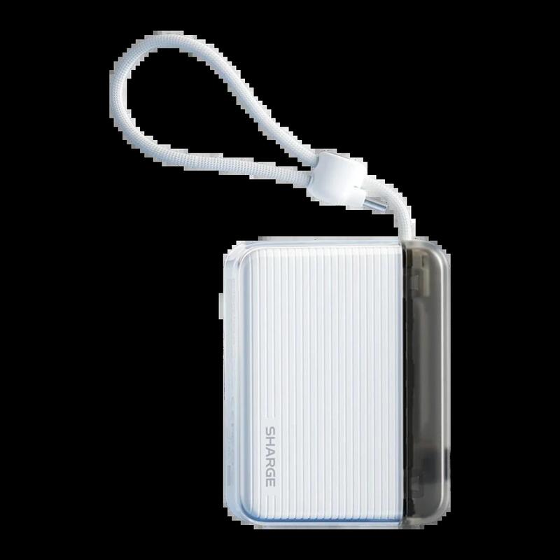 Power Bank Sharge Flow Go Blanco Con Cable Integrado 10000mah 22,5w Usb-C