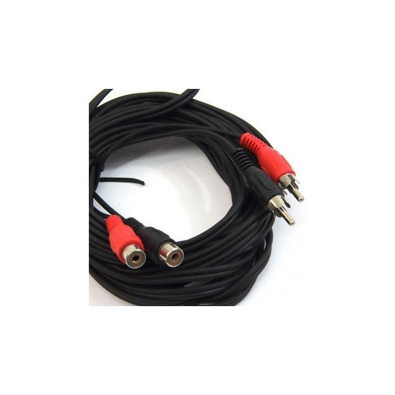 Powergreen Alargador 2 Rca /H A 2 Rca /M 7 Metros 7 M Negro
