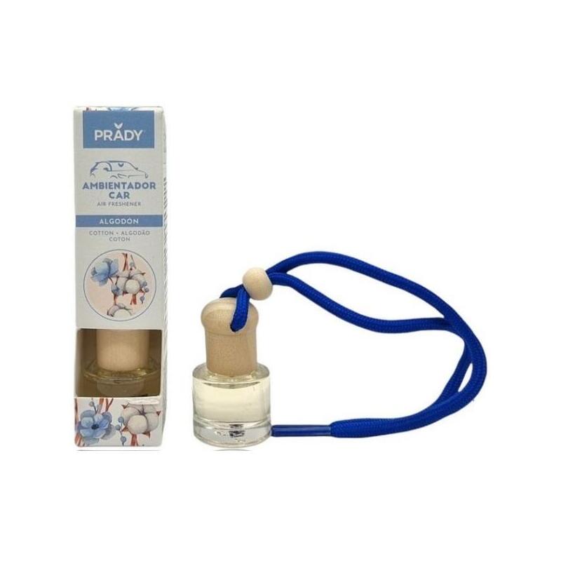 Prady Ambientador Coche Algodon - Frasco De Cristal 6 Ml Y Cuerda Para Espejo Retrovisor