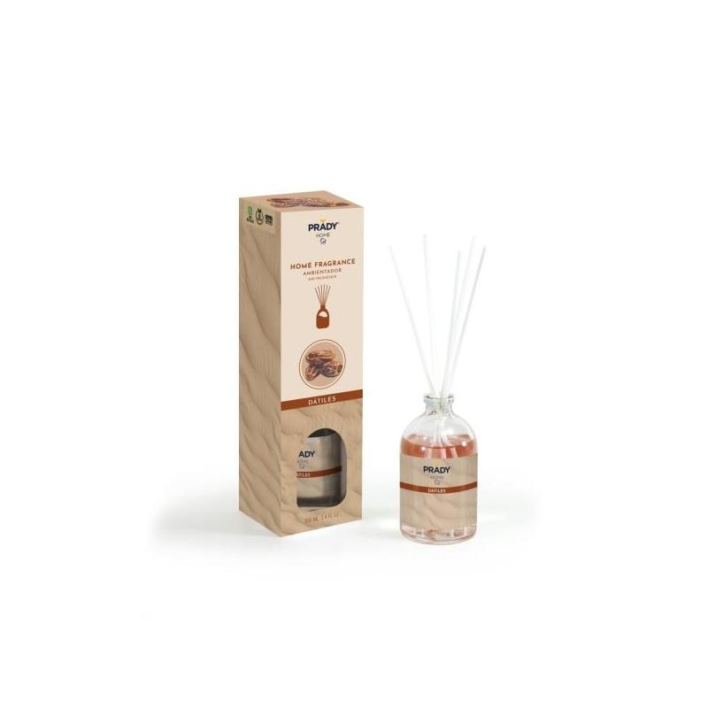 Prady Ambientador Mikado Datiles - Frasco De Cristal 100 Ml Y Varitas Difusoras