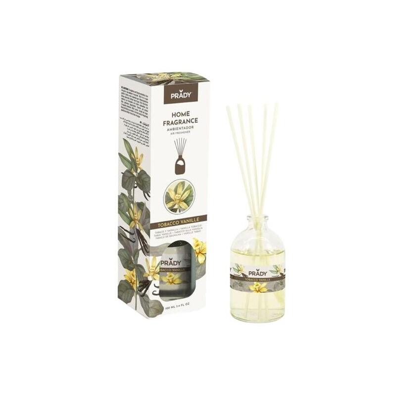 Prady Ambientador Mikado Tobacco Vanille - Frasco De Cristal 100 Ml Y Varitas Difusoras