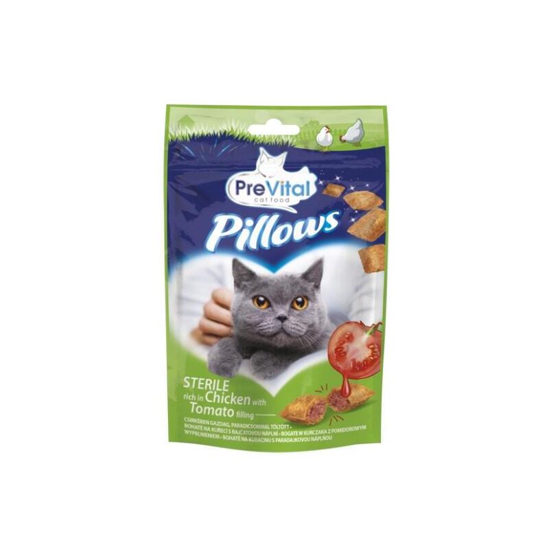 Premio Para Gatos Prevital Sterile Cojines Ricos En Pollo Con Relleno De Tomate 60g
