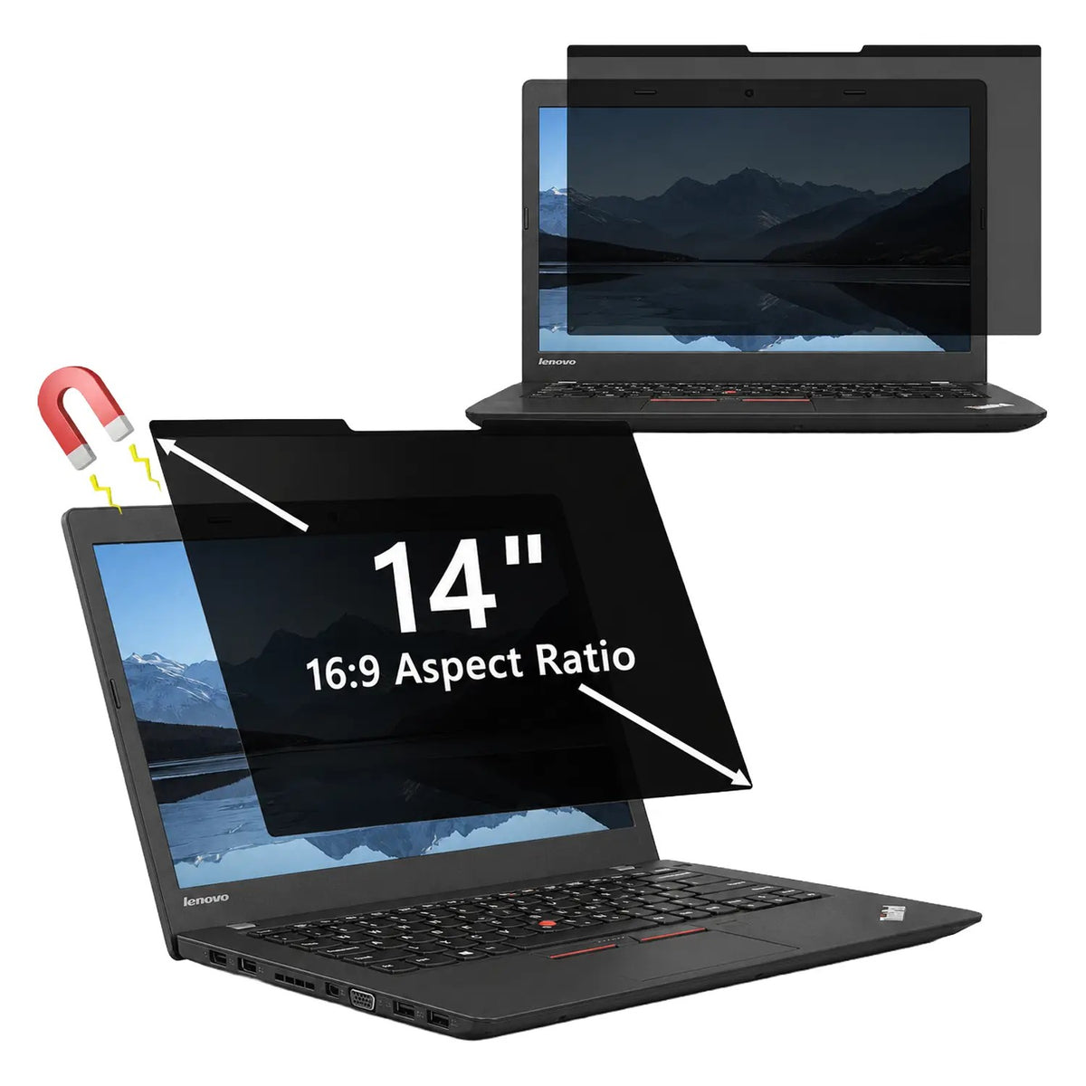 Protector De Pantalla 14" Magnético Con Filtro Anti Luz Azul Para Portátil Lenovo Thinkpad T460 E450 L460 316X184 Mm