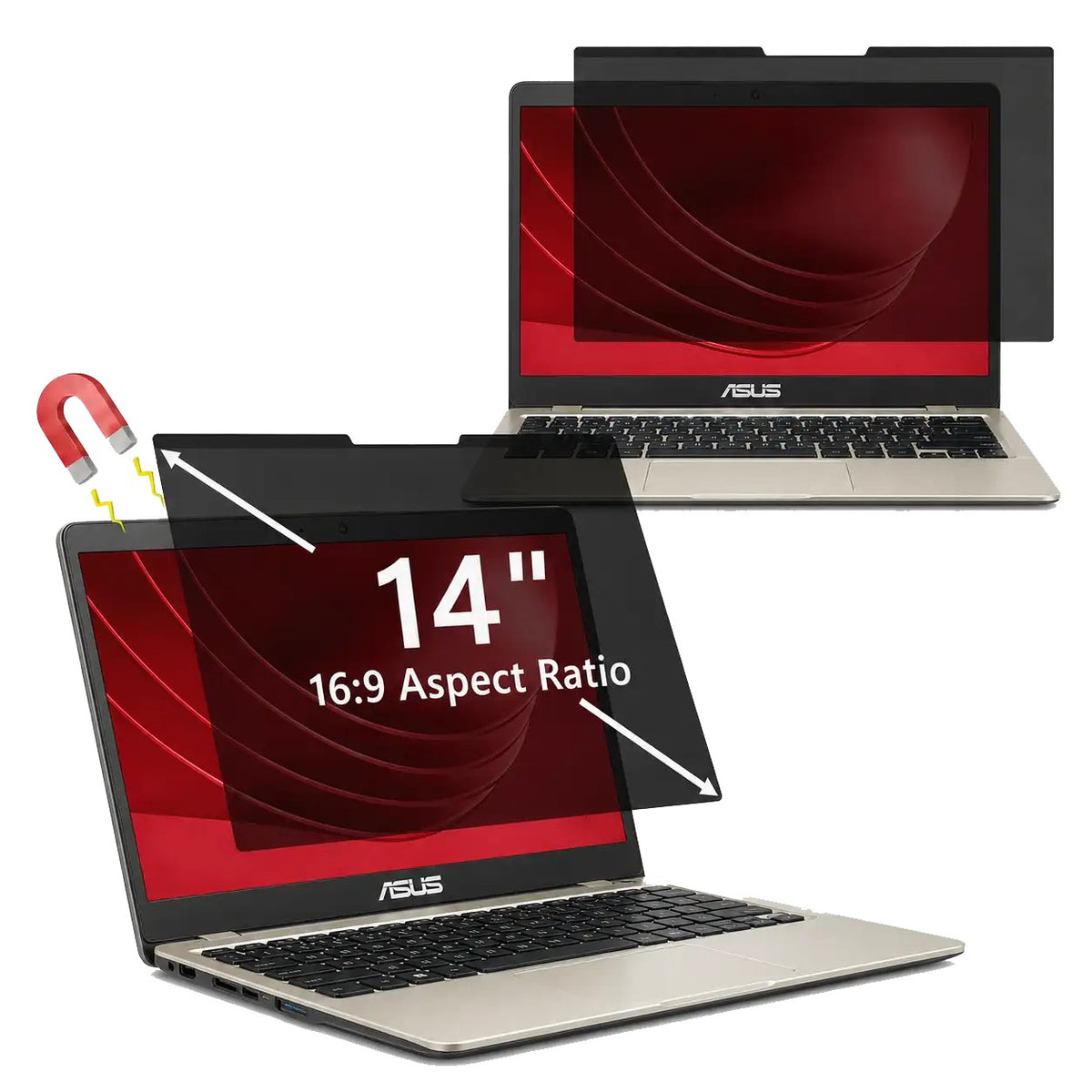 Protector De Pantalla 14" Magnético Con Filtro De Privacidad Para Portátil Asus Vivobook X441 X456 310X181 Mm