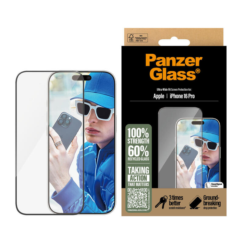 Protector Panzerglass Screen Iphone 16 Pro Ultra-Wide Fit