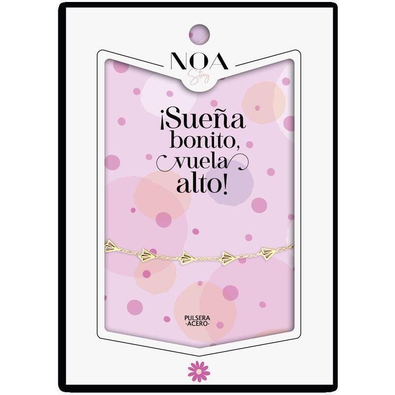 Pulsera Aviones Papel Acero Dorado - Sueña Bonito, Vuela Alto