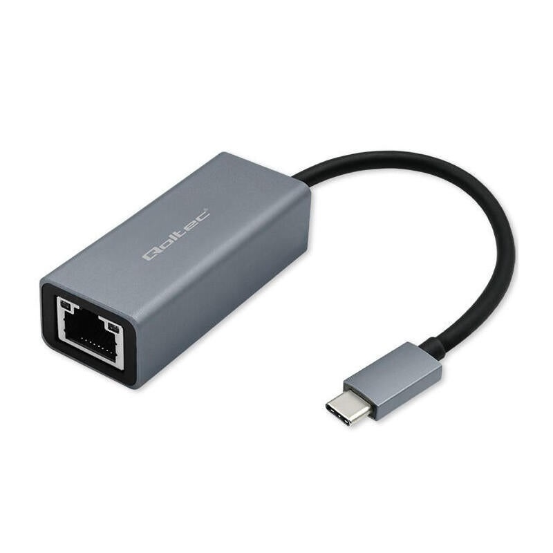 Qoltec 50352 Usb C To Rj45 Ethernet Adapter 1000mbps Aluminium Housing