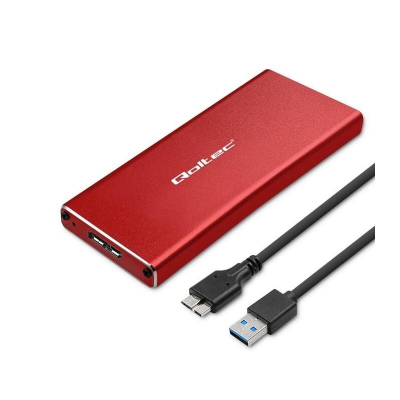 Qoltec 51831 Enclosure M.2 Ssd Drive Sata Ngff Usb 3.0 Super Speed 5gb S 2tb Red