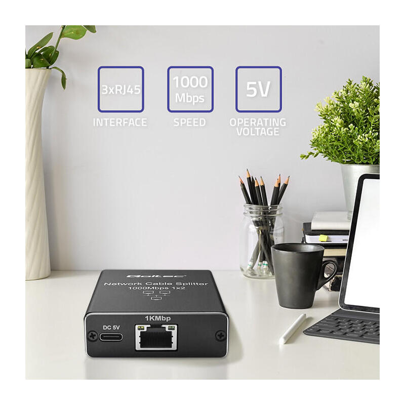 Qoltec 52249 Switch No Administrado Negro