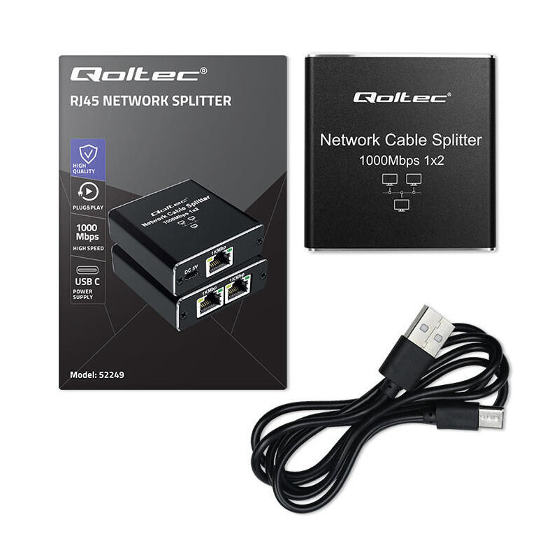 Qoltec 52249 Switch No Administrado Negro