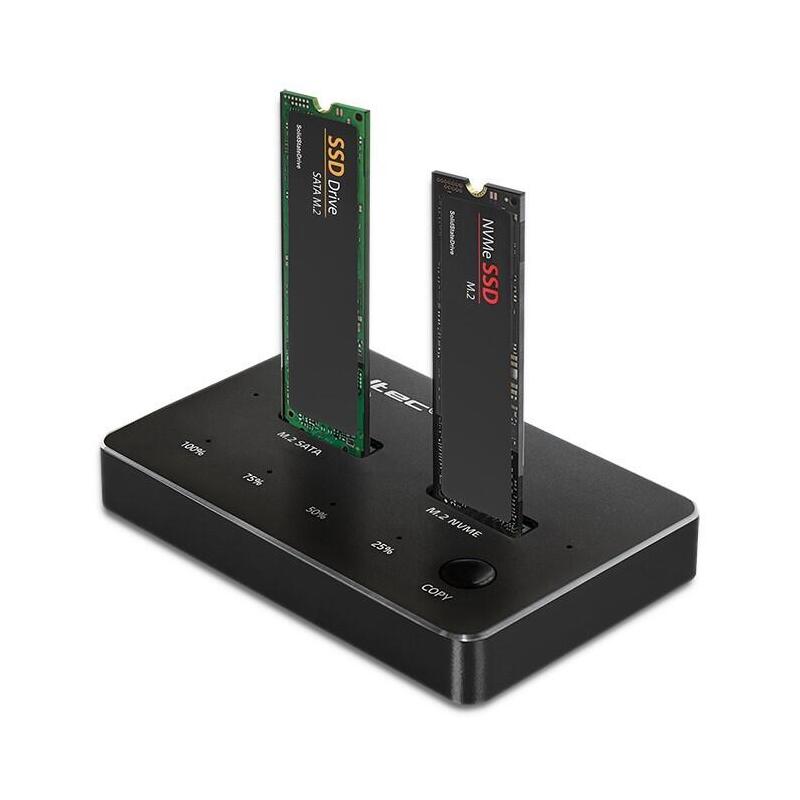 Qoltec 52274 M.2 Ssd Drive Docking Station Nvme Sata Usbc Dual 2 X 2tb