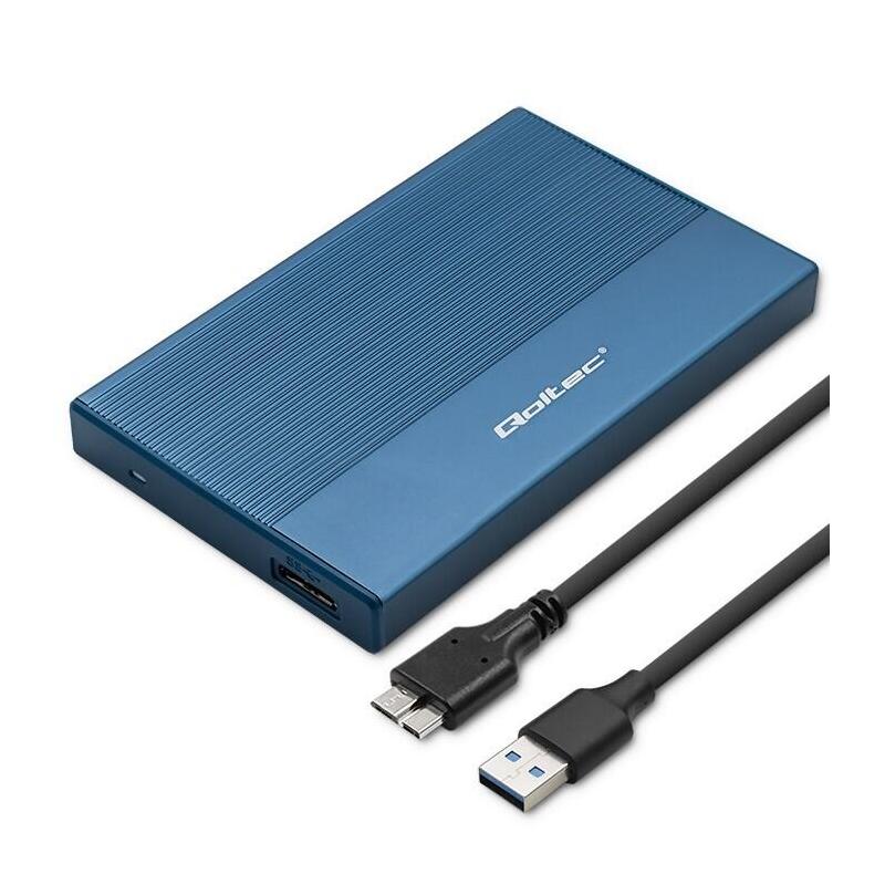 Qoltec 52276 Enclosure Ssd Hdd 2.5 Drive Sata Usb 3.0 Super Speed 5gb S 2tb Blue