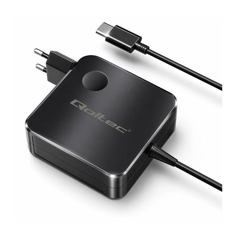 Qoltec 65w Gan Super Fast Mains Charger Usb-C Pd Pps 5-21v 3-3.25a Laptop Macbook Smartphone 1.8m Cable