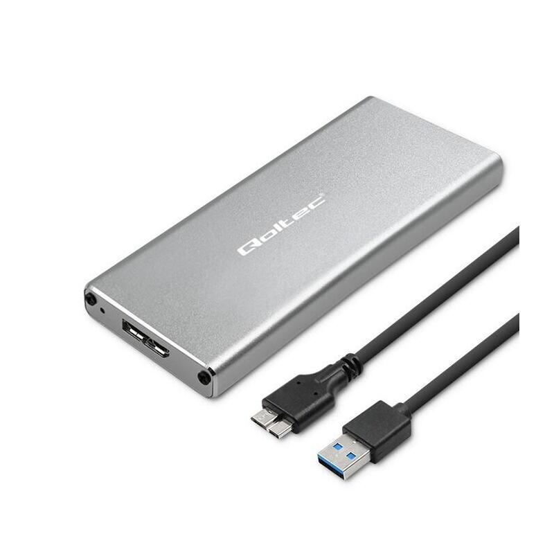 Qoltec Aluminiowa Obudowa Kieszen Na Dysk M.2 Ssd Sata Ngff Usb 3.0 Super Speed 5gb/S 2tb Srebrny