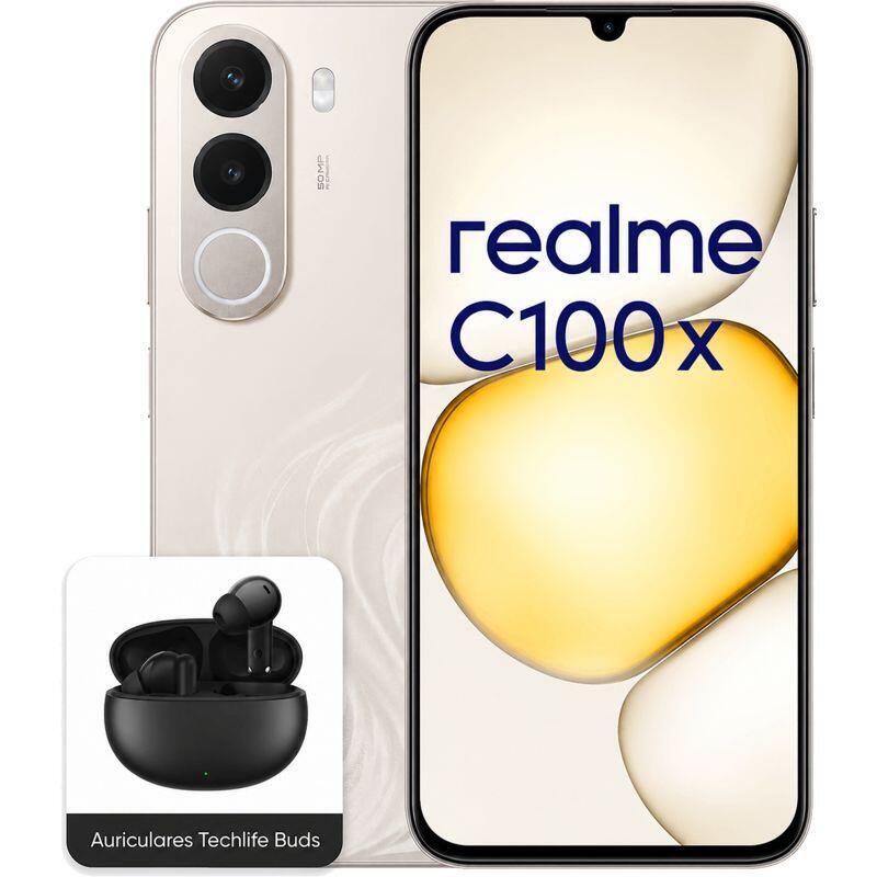 Realme C100x Golden Coast 256 Gb 4 Gb 6.8 " Hd + Unisoc T7250 7500 Mah + Auriculares Techlife Buds