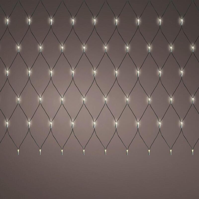 Red De Luces Led Fija Exterior, Blanco Cálido, Cable Negro, 1,3 X 1 M