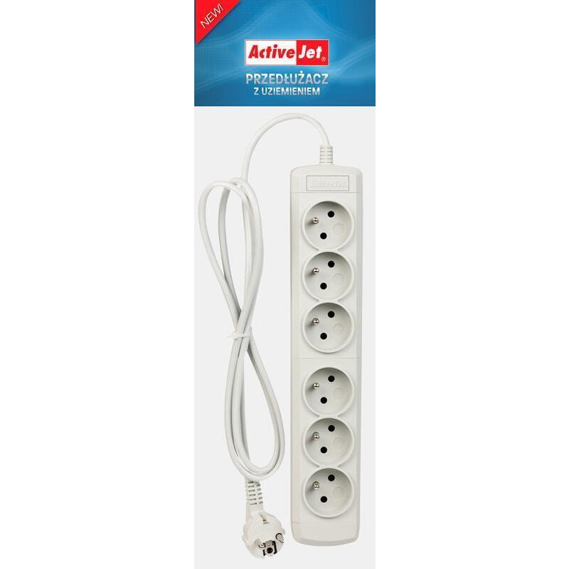 Regleta Activejet 6 Tomas Fr (3m Color Blanco)