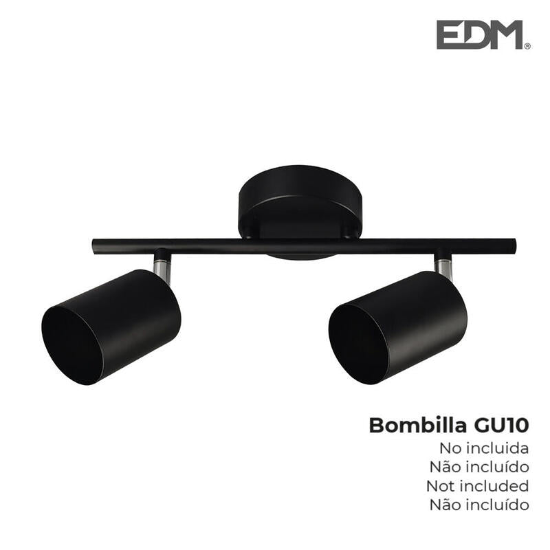 Regleta Negra 2 Elementos Gu10 Edm
