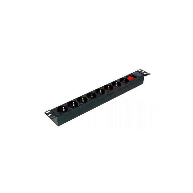 Regleta Rack 8 Tomas 1u Phasak Con Interruptor Pp 1011 / 19 / Sobremesa O Rack / 2m De Cable Pp 1011
