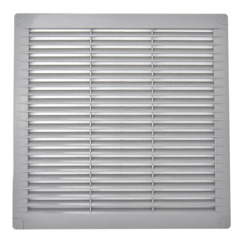 Rejilla Ventilación Cuadrada Con Tapones Y Mosquitera 300x300x7mm Abs Gris