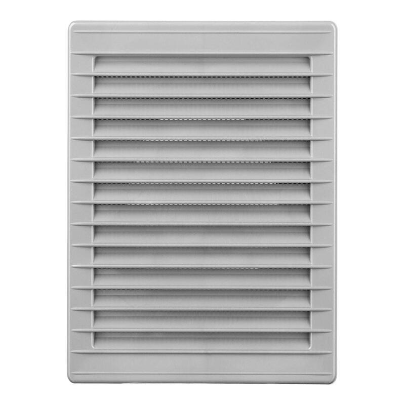 Rejilla Ventilacíón Rectangular Empotrable Con Mosquitera Abs 135x205mm Gris
