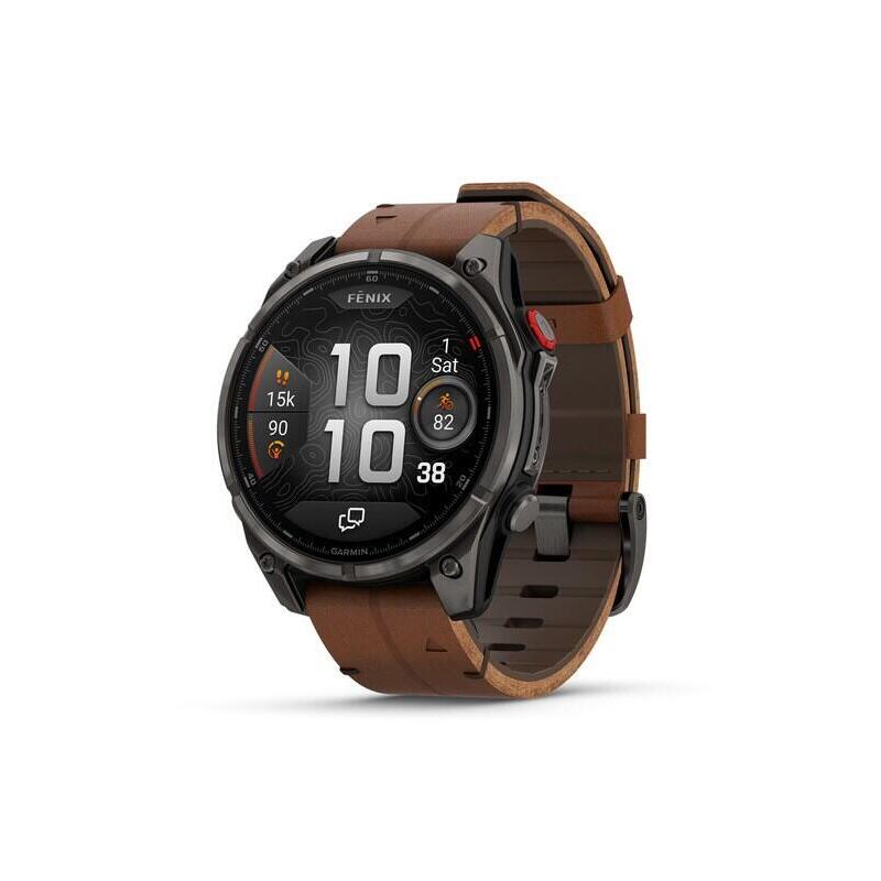 Reloj Smartwatch Fenix 8 Pro Lte 47mm Zafiro Amoled Correa De Piel Garmin - Titanio Negro