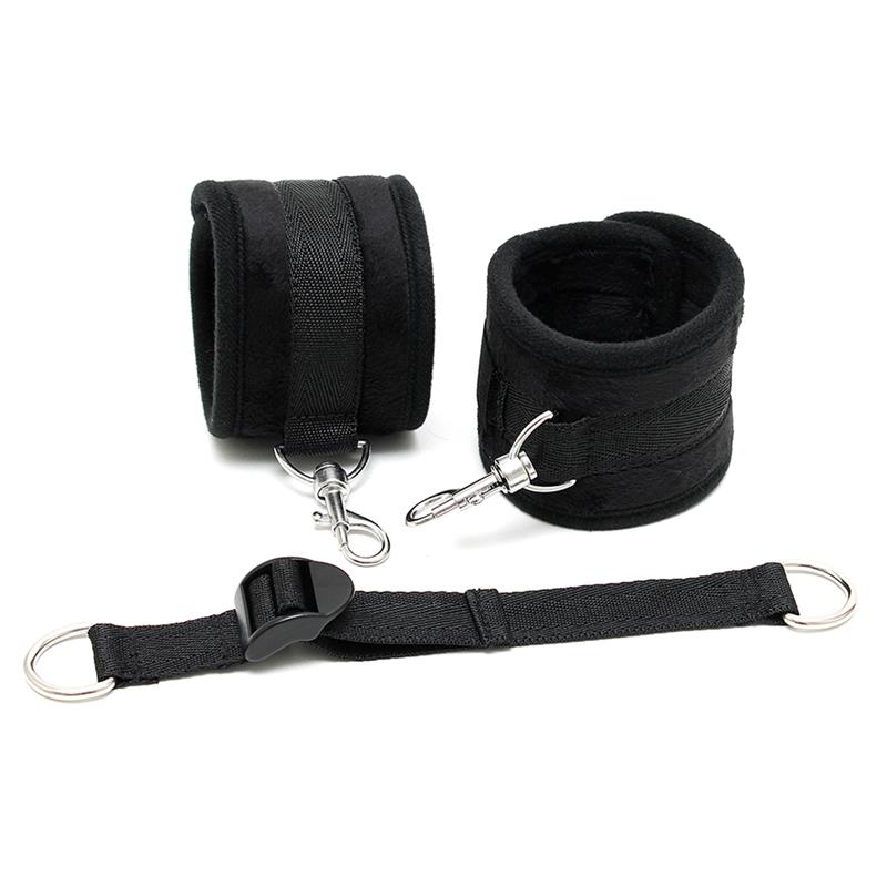 Rimba Bondage Play Esposas Para Tobillos Con Correa Elástica Color Negro