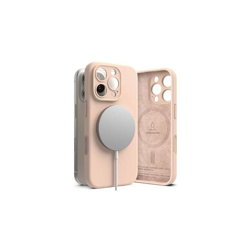 Ringke Silicone Magnetic Iphone 16 Pro Piaskowy Róz