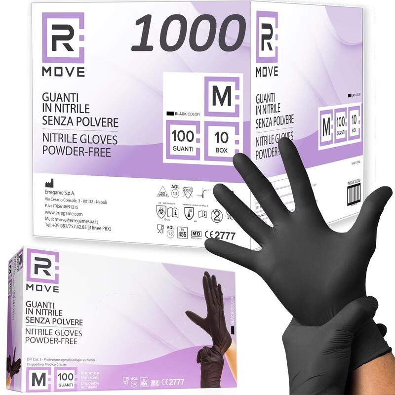 Rmove 1conf. Da 100pz Tg.M - Guanti Nitrile Bianco Uso Medico Senza Polvere