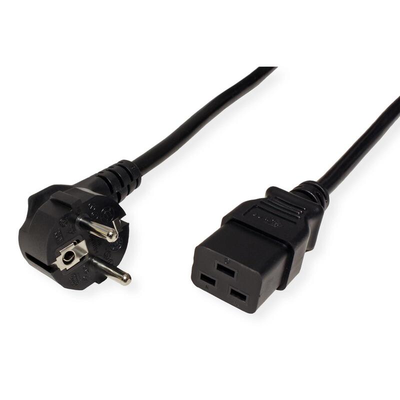 Roline Netzcable Schutzkontakt- Iec320-C19 16a, Schwarz, 0,8 M