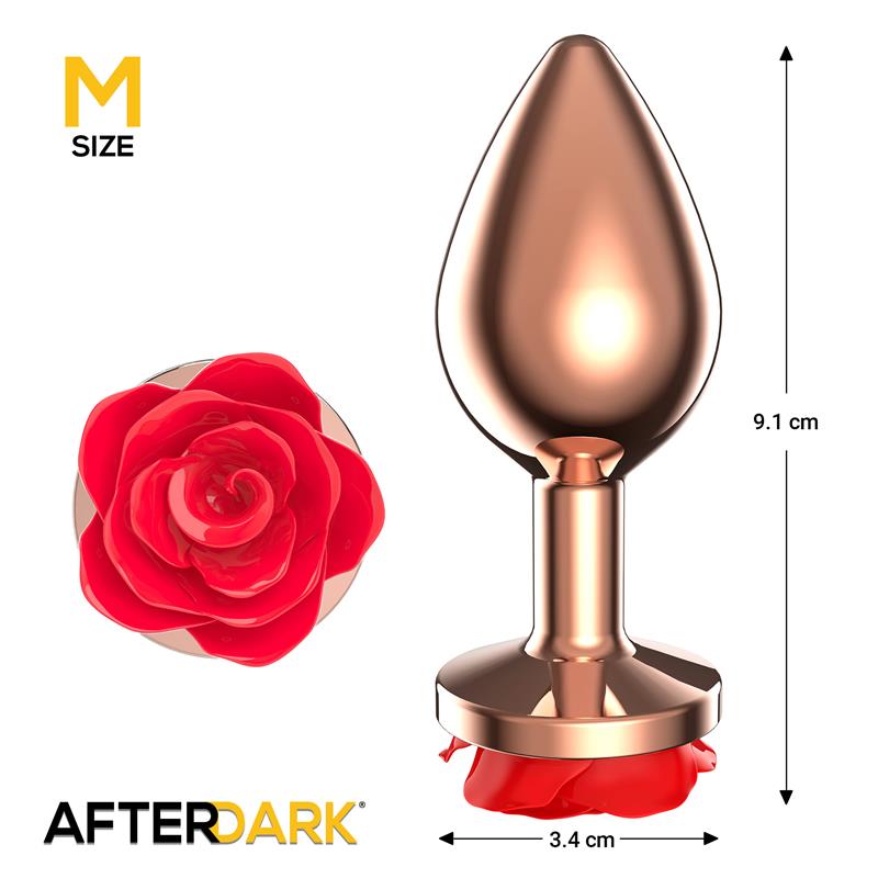 Rose Plug Anal Oro Rosa Con Rosa Roja En La Base Talla M