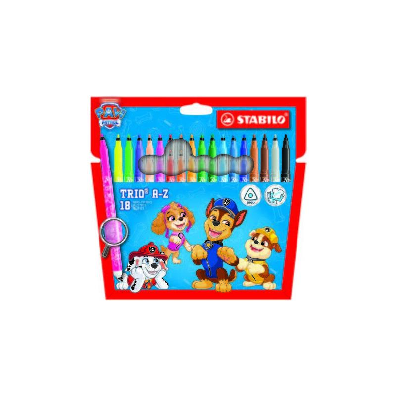 Rotuladores Stabilo Trio A-Z Patrulla Canina Pack De 18 Punta Fina De Fibra - Trazo