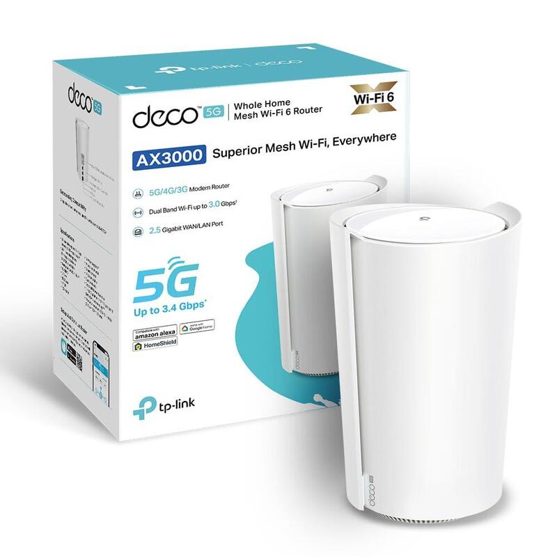 Router Tp-Link Deco X3000-5g Lte - Wi-Fi 6 Ax3000, Tecnología 5g, 1 × 2, Puerto De 5 Gbps + 2 Puertos Gigabit, Compatible Con Antenas Externas 5g, Soporte De Tecnología De Mesh