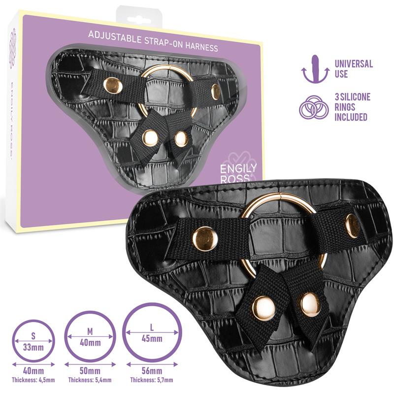 Roxane Arnés Universal Ajustable 3 Anillo De Silicona Negro