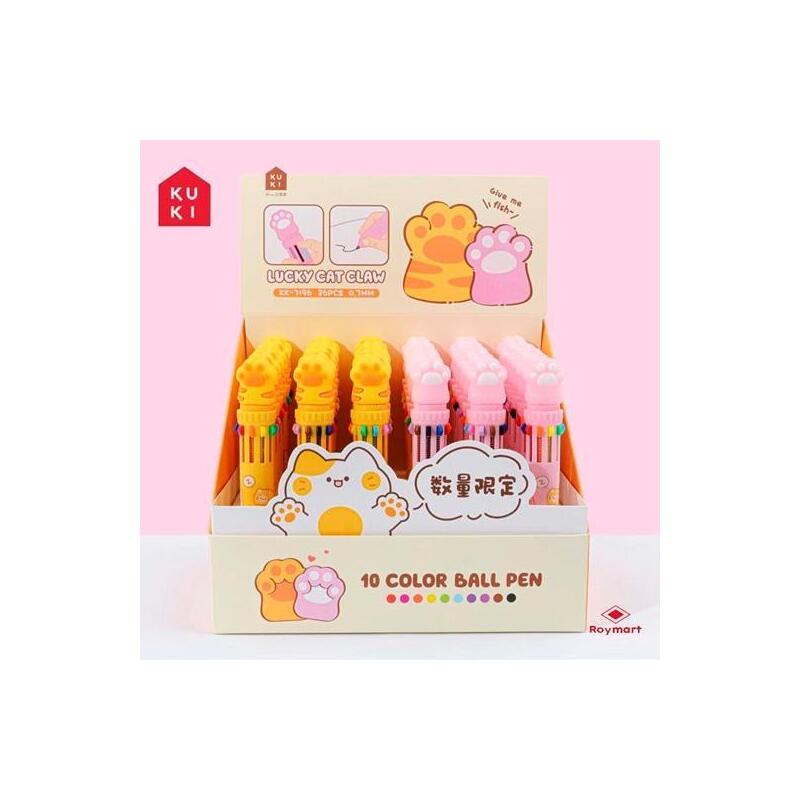 Roymart Bolis 10 Colores Lucky Cat Claw Expositor De 36 C/Surtidos