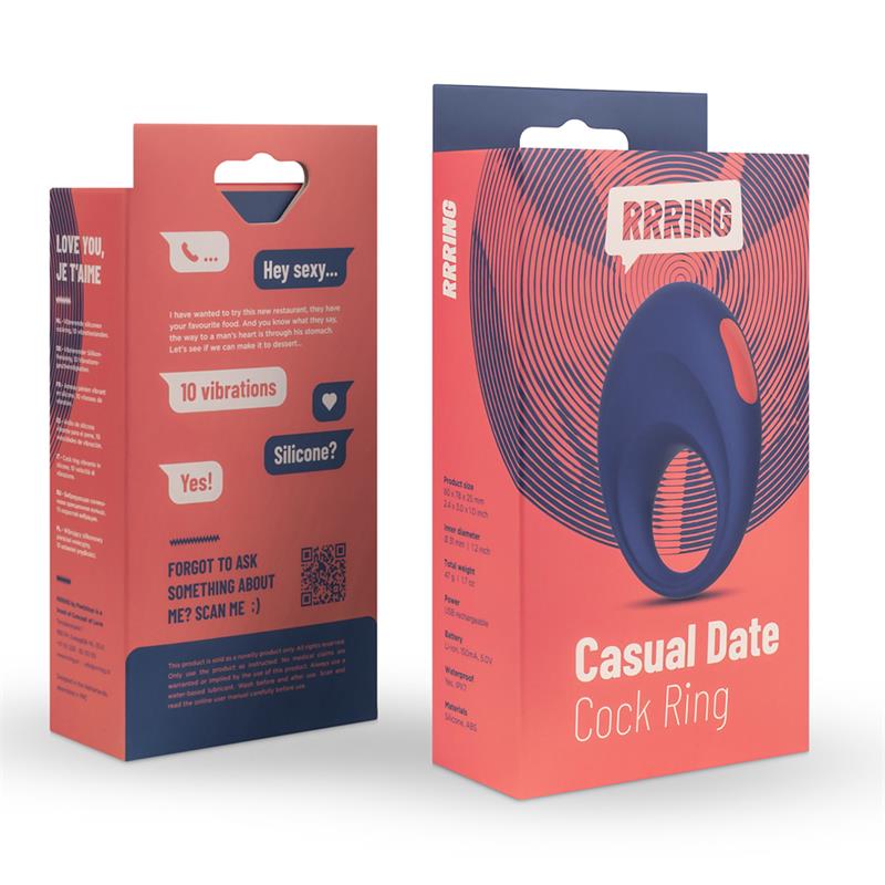 Anillo Para El Pene Rring Casual Date Con Vibración Usb Silicona